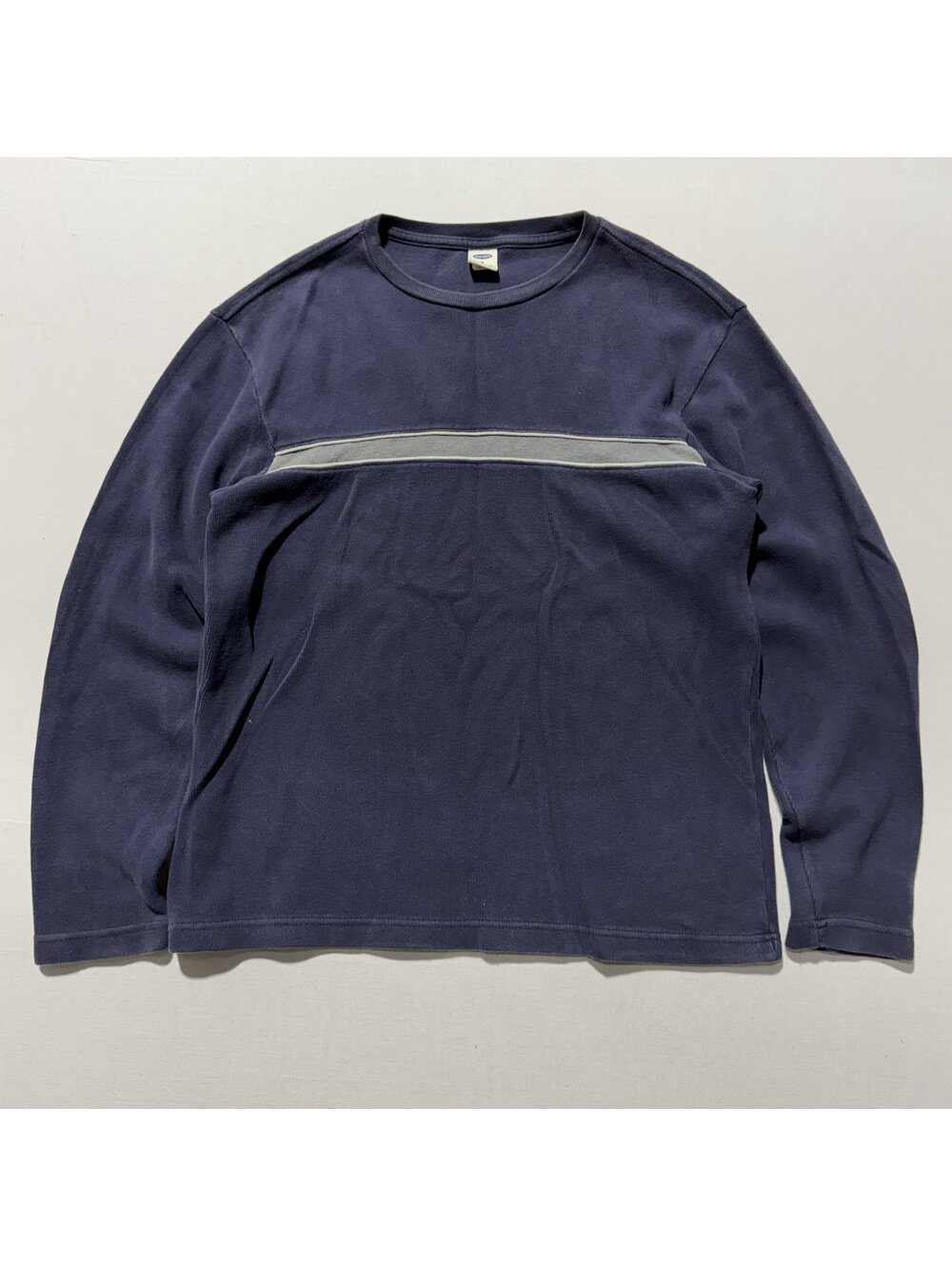 Old Navy Navy Blue Long Sleeve Ribbed Crewneck Top Y2K